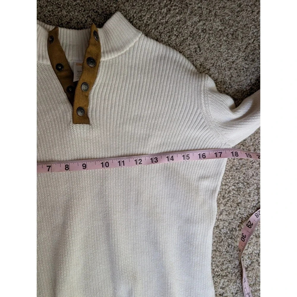 Gymboree Boys Size 12 Ivory Cotton Sweater Suede Elbow Patches Preppy